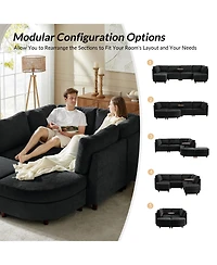 Hulala Home Dayman 6-Piece Modern Storage Convertible Sectional Sofa with End Table
