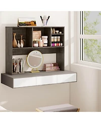 Computer Desktop Bookcase Countertop Storage Bookshelf Organizer with 4 Cubbies