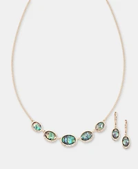 Anne Klein Mixed Stone Collar Necklace & Drop Earrings Set