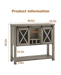 gaomon Buffet Cabinet 46.5" Large Buffet Sideboard Cabinet with Sliding Barn Doors