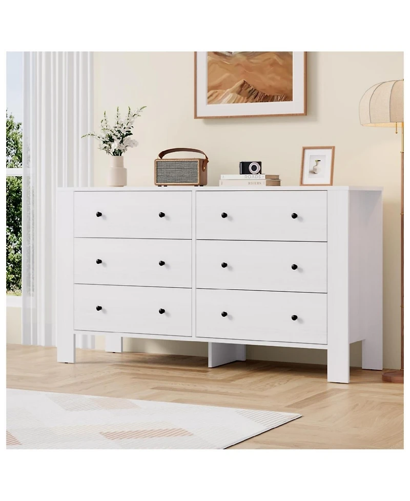 Gaomon 6-Drawer Wood Modern Wide Storage Dresser