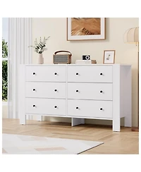 Gaomon 6-Drawer Wood Modern Wide Storage Dresser