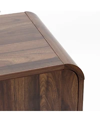 LuxenHome Mid-Century Walnut Finish 2-Door 1-Drawer Tv Console, Engineered Wood Entertainment Stand with Storage