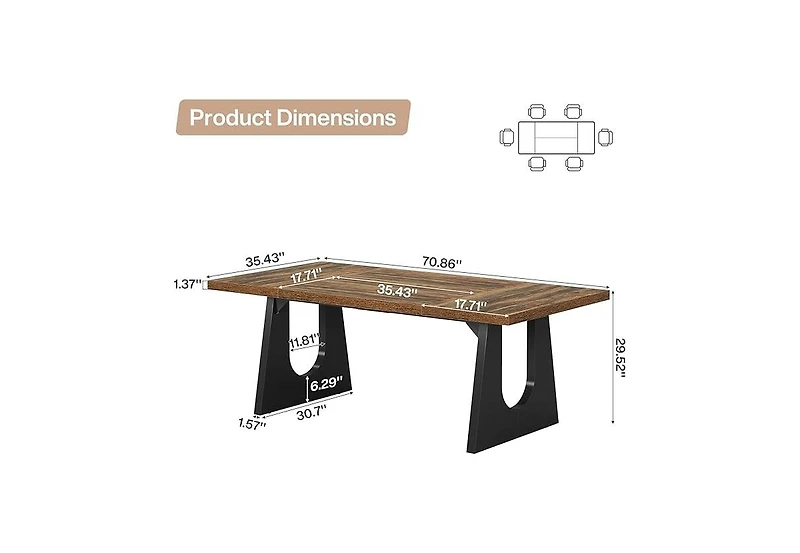 Tribesigns Large Dining Table for 6-8 People, Home Furniture (Dark Brown)