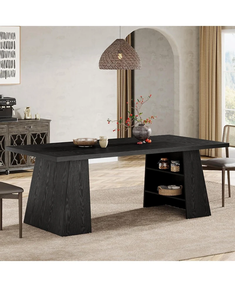 Tribesigns Black Rectangular Dining Table for 4-6 People – Modern Wooden Kitchen Table