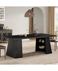 Tribesigns Black Rectangular Dining Table for 4-6 People – Modern Wooden Kitchen Table