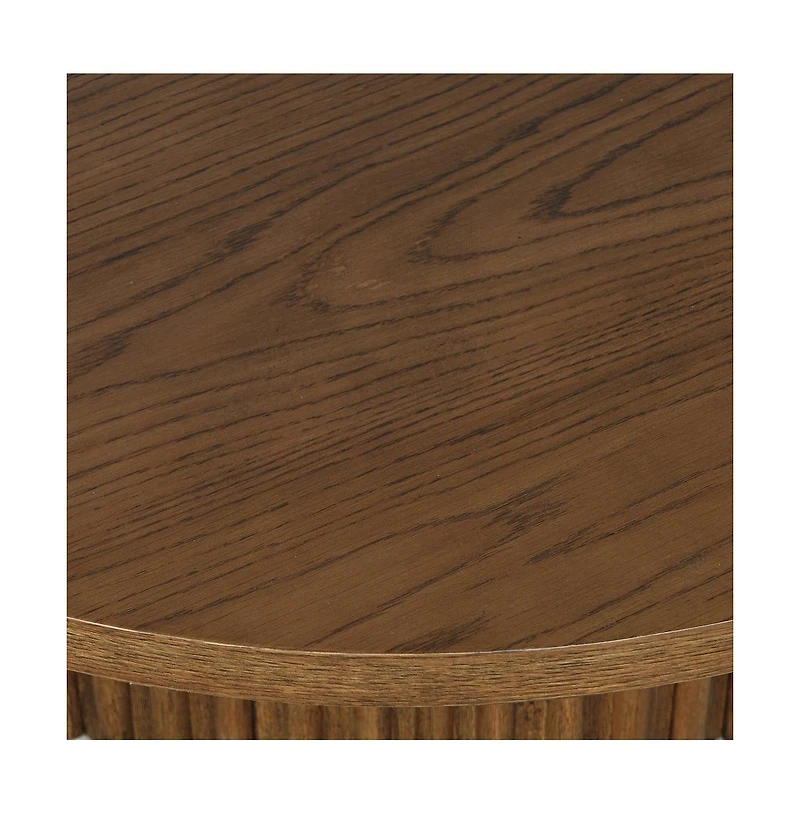 Jofran 40" Round Mid-Century Modern Fluted Pedestal Base Coffee Table