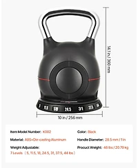 Sugfit Adjustable Kettlebell 5–44 Lb 7-Level Weight Training Kettlebell