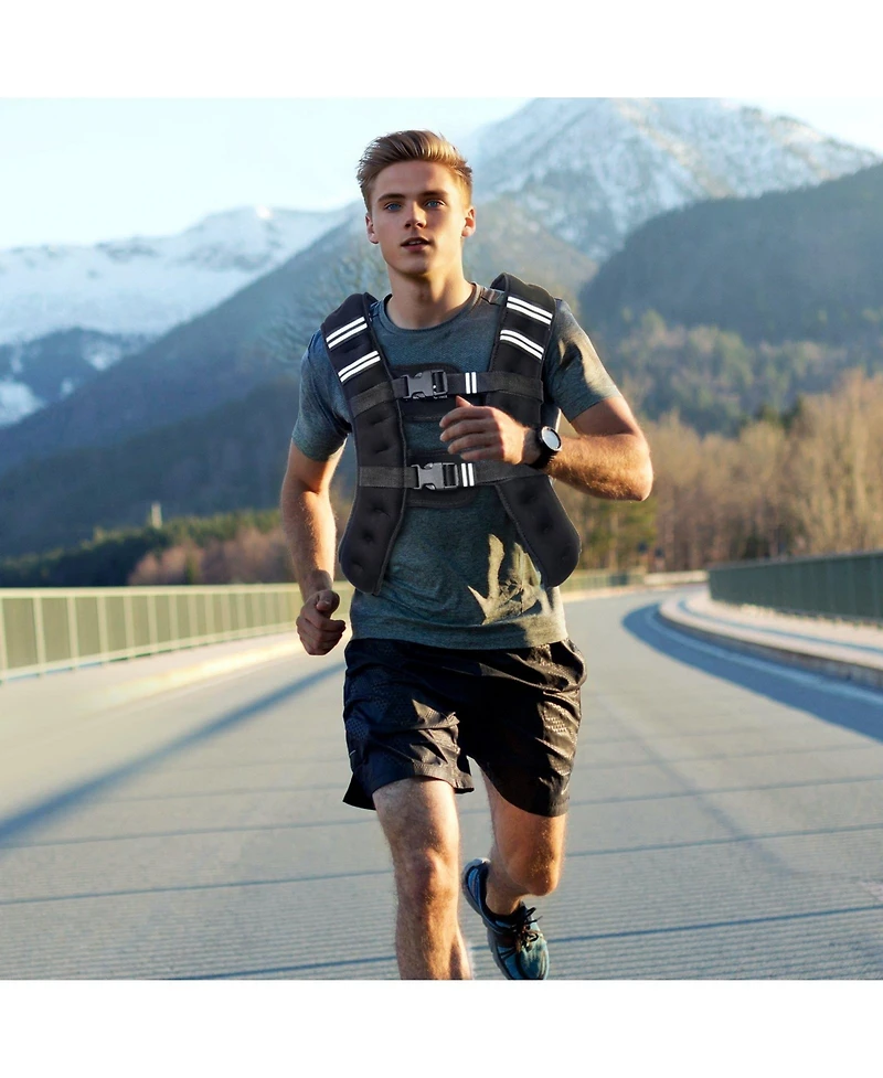 Sugfit Weighted Vest 16 Lb Adjustable Fitness Vest with Reflective Strips