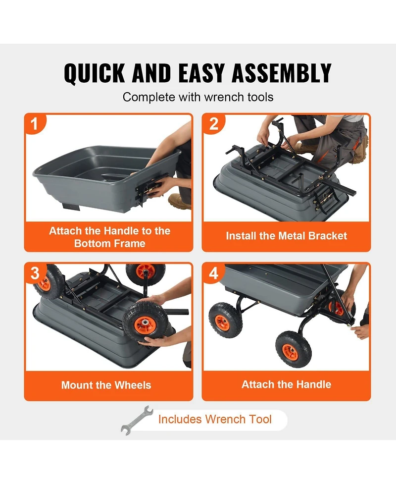Sugfit Poly Garden Cart with 600 lbs Capacity & Steel Reinforcement