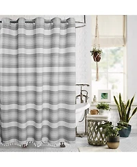 Awesome Home No hook Horizontal Beach Stripe Shower Curtain, Water Repellent, 71"X74"