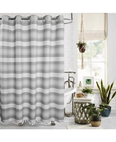 Awesome Home No Hook Horizontal Beach Stripe Shower Curtain Water Repellent 71x74