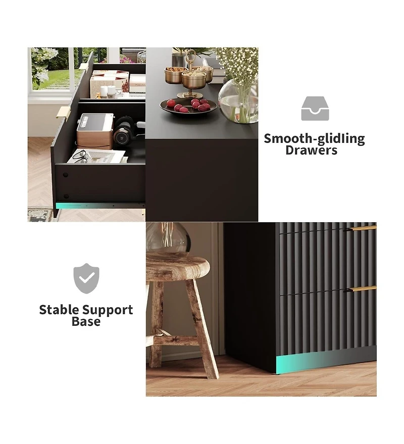 gaomon Drawer Dresser for Bedroom Storage, Modern Dressers & Chests of Drawers with Fluted Front