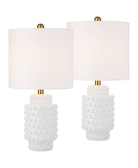 360 Lighting Hobnail 22 1/2" High Small Modern Accent 3-Way Table Lamps Set of 2 White Ceramic Living Room Bedroom Bedside Nightstand