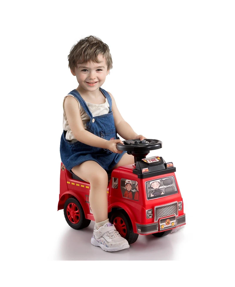 Toddler Ride On Push Car with Music Steering Wheel and Storage Seat
