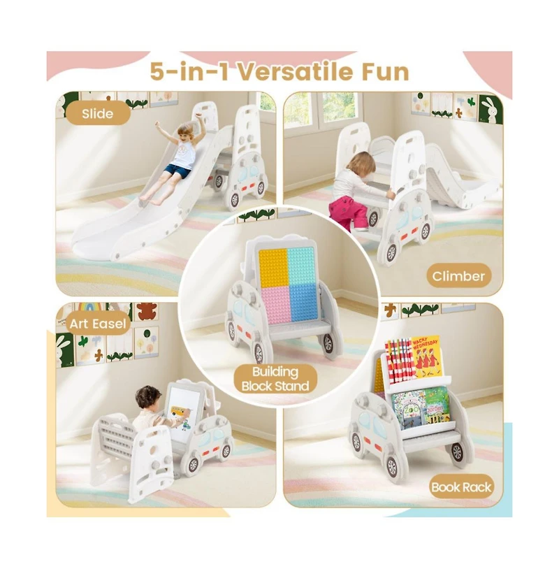 Hongge 5 1 Convertible Toddler Slide and Art Easel Set
