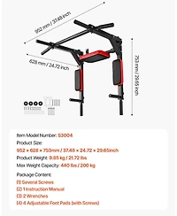 Mecale Multifunctional Pull Up Bar, Wall-Mounted Chin Up and Dip Station for Home Gym, 440 lb Capacity