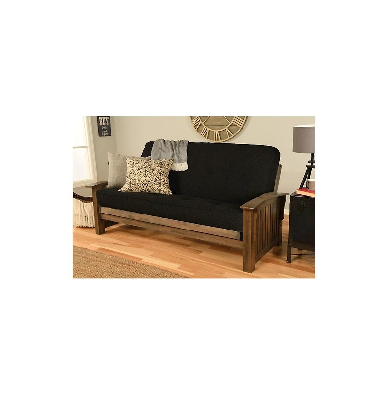 Kodiak Furniture Washington Frame-Rustic Walnut Finish-Canton Black Mattress