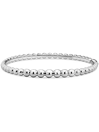 Devata Beaded Ball Bangle Bracelet in Rhodium Plated Sterling , Size
