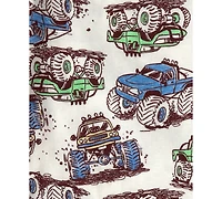 Carter's Boys' Toddler 2T-5T Monster Truck Print Top and Pajama Pants, 4-Piece Set