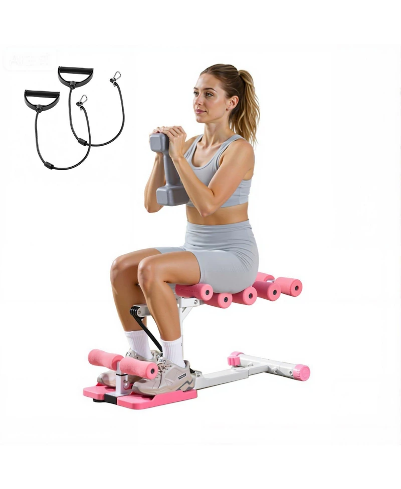 Mecale Deep Squat Machine, Adjustable Glutes Trainer with Resistance Bands and Folding Design for Home Leg and Core Workouts