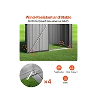 Grey 5x3 Ft Metal Tool Shed with Waterproof Design and Ventilation Vents