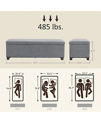 Homcom 47 Inches Storage Ottoman Bench, Foot Rest with Removable Lid