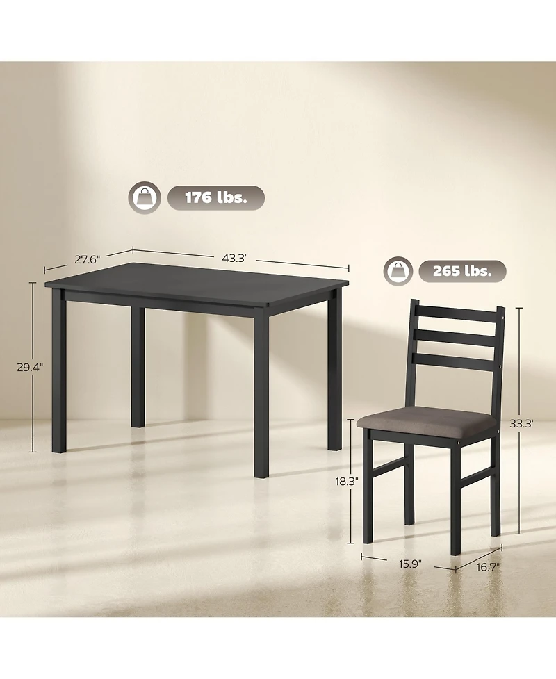 Homcom 5-Piece Dining Table Set with Upholste Chairs
