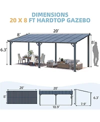 Aecojoy 20'x8' Wall Mounted Gazebos Pergola