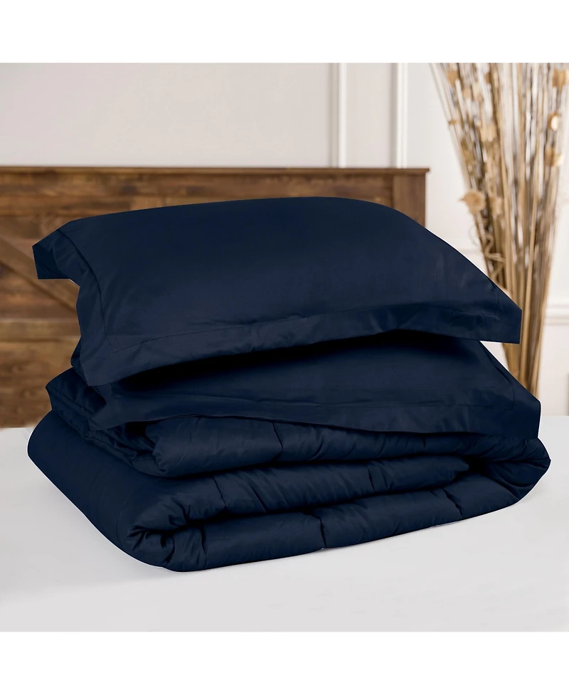 Chanasya Premium Solid Navy Comforter Set – Soft Dark Blue Microfiber Bedding – 3 Piece Set with 1 Comforter and 2 Pillow Shams