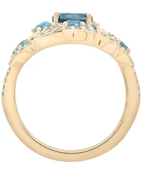 Macy's Diamond (1 ct. t.w.), London Blue Topaz (1 ct. t.w.) and Blue Topaz (3/4 ct. t.w.) Ring in 14k Yellow Gold