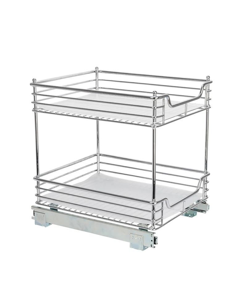 Household Essentials Glidez 14.25" W Steel Pull-Out Storage Organizer, 2-Tier Design, Chrome