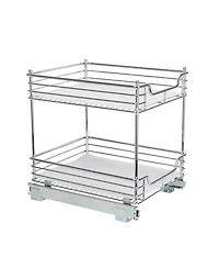 Household Essentials Glidez 14.25" W Steel Pull-Out Storage Organizer, 2-Tier Design, Chrome