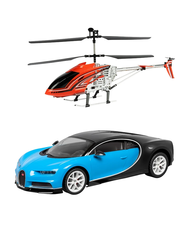 World Tech Toys Bugatti Chiron 1:14 3.5 Channel Gyro Helicopter Pursuit Set