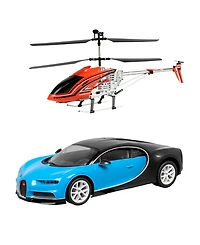 World Tech Toys Bugatti Chiron 1:14 3.5 Channel Gyro Helicopter Pursuit Set