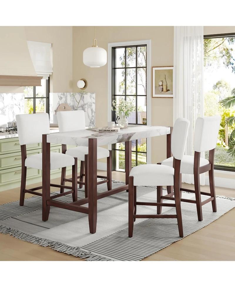 Streamdale Furniture Counter Height Faux Marble Bar Dining Table