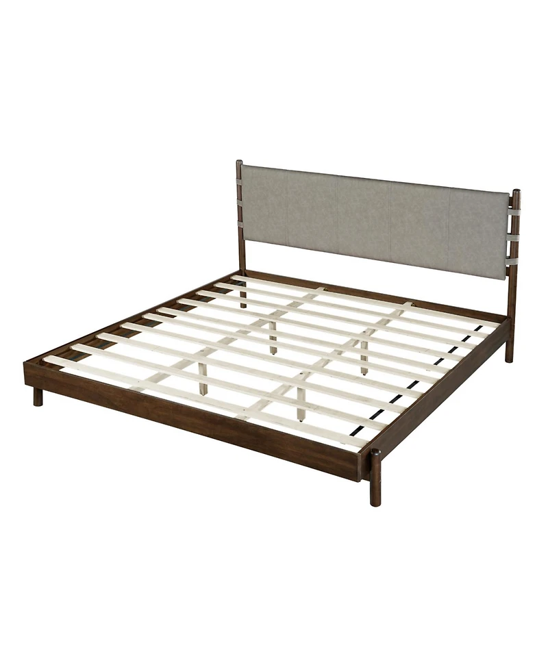 Streamdale Furniture Modern King Bed Frame Set with 2 Nightstands, Light Gray Wood Platform Bed