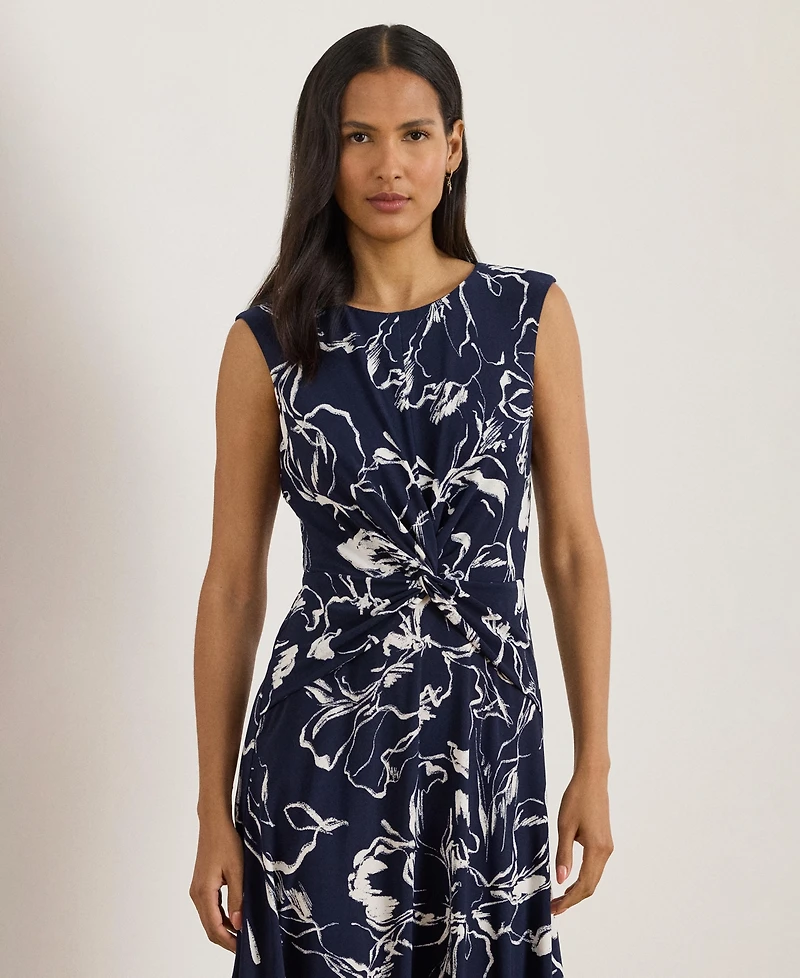 Lauren Ralph Women's Floral Twist-Front Jersey Dress