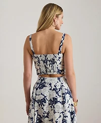 Lauren Ralph Women's Floral Cropped Bustier Top