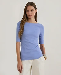 Lauren Ralph Stretch Cotton Boatneck T-Shirt