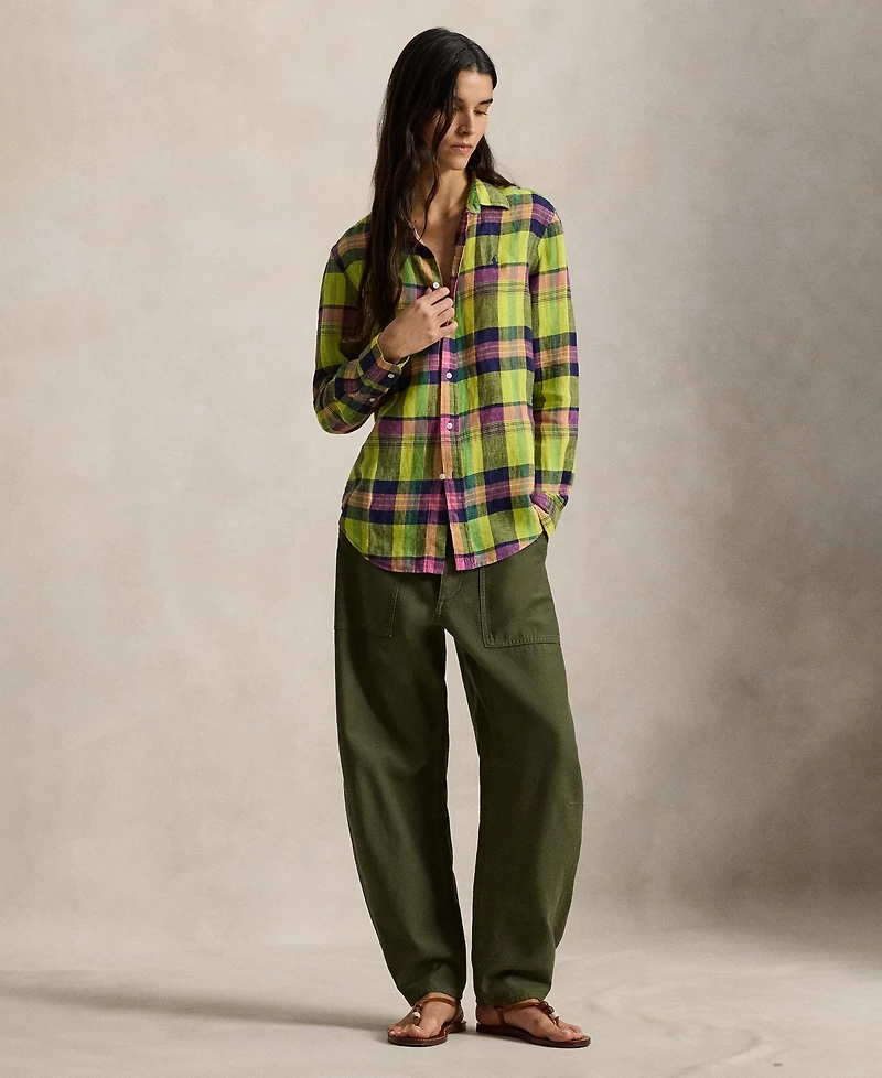 Polo Ralph Lauren Women's Classic Fit Plaid Point Collar Shirt