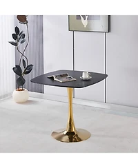 Streamdale Furniture Square Dining Table 31.5", Mid-Century Modern Kitchen Table, Black/Gold Base