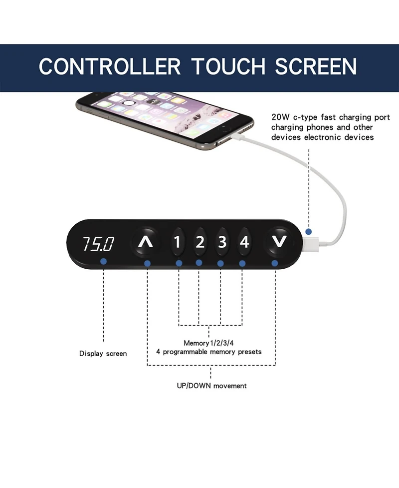 Streamdale Furniture Streamdale Electric Standing Desk Height Adjustable 55" Computer Table
