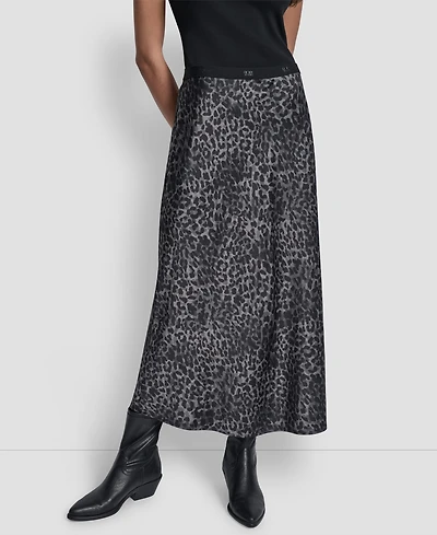 Dkny Jeans Women's Logo Elastic Waistband Slip Skirt