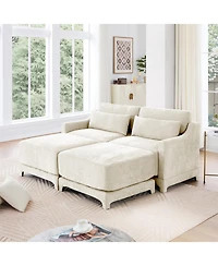 Streamdale Furniture Chenille 2-Seater Sofa w/ Ottomans & Pillows