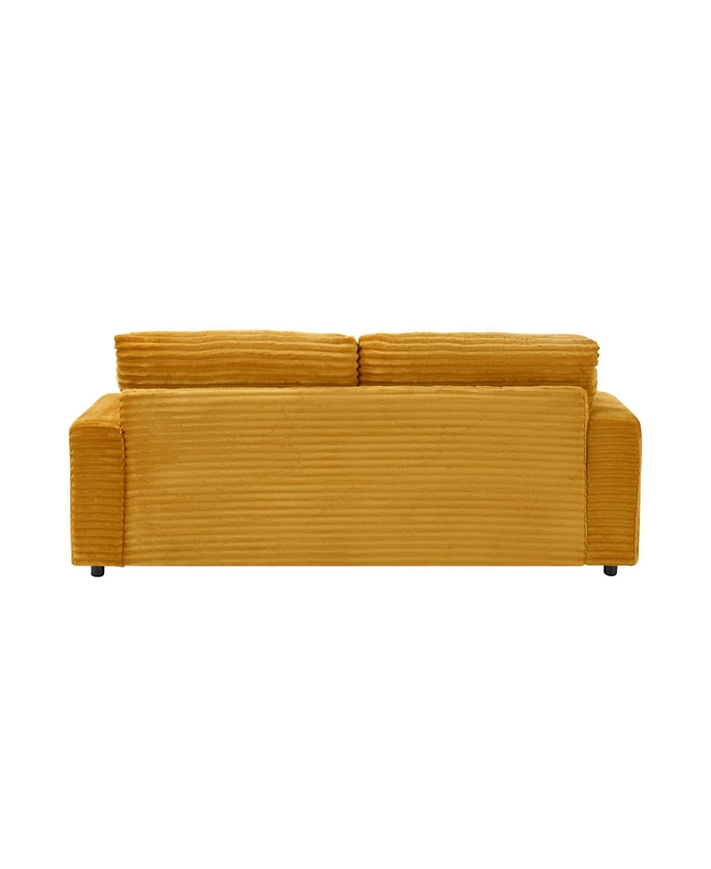 Streamdale Furniture Corduroy 3-Seater Sofa with 4 Throw Pillows - Orange