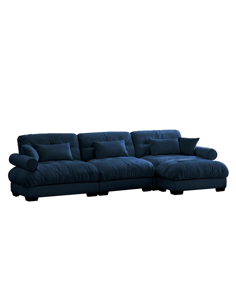 Streamdale Furniture Super Comfort Oversized Modular Velvet Sectional Sofa Couch with Ottoman
