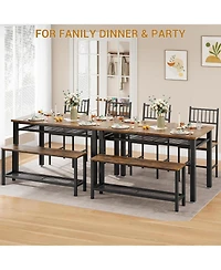 Gaomon Modern Kitchen Table Set for 4, Dining Table with Bench and Chairs, Space-Saving Design with Storage Rack for Home or Apartment