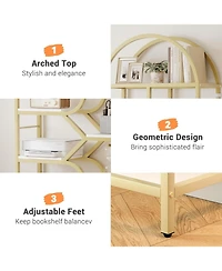 Gaomon 81.7" 6-Tier Open Arched Bookshelf, Modern Geometric Bookcase with Metal Frame & Display Storage for Home Office