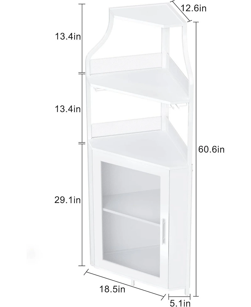 Gaomon Farmhouse Wine Bar Corner Cabinet with Detachable Rack, Mesh Door, Glass Rack & Storage for Kitchen and Dining Room